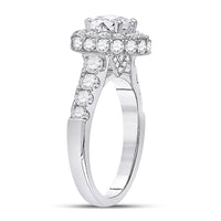 Load image into Gallery viewer, 14kt White Gold Round Diamond Halo Bridal Wedding Engagement Ring 1-5/8 Cttw
