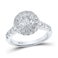 Load image into Gallery viewer, 14kt White Gold Round Diamond Halo Bridal Wedding Engagement Ring 1-5/8 Cttw
