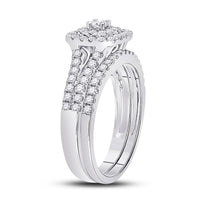 Load image into Gallery viewer, 14kt White Gold Round Diamond Bridal Wedding Ring Band Set 7/8 Cttw
