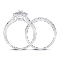 Load image into Gallery viewer, 14kt White Gold Round Diamond Bridal Wedding Ring Band Set 7/8 Cttw
