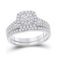 Load image into Gallery viewer, 14kt White Gold Round Diamond Bridal Wedding Ring Band Set 7/8 Cttw
