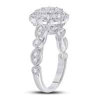 Load image into Gallery viewer, 14kt White Gold Round Diamond Halo Bridal Wedding Engagement Ring 1 Cttw
