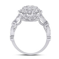 Load image into Gallery viewer, 14kt White Gold Round Diamond Halo Bridal Wedding Engagement Ring 1 Cttw
