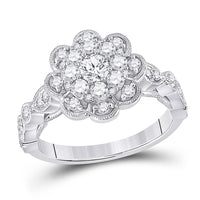 Load image into Gallery viewer, 14kt White Gold Round Diamond Halo Bridal Wedding Engagement Ring 1 Cttw
