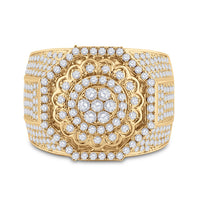 Load image into Gallery viewer, 14kt Yellow Gold Mens Round Diamond Octagon Statement Cluster Ring 3-1/2 Cttw
