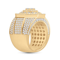 Load image into Gallery viewer, 14kt Yellow Gold Mens Round Diamond Octagon Statement Cluster Ring 3-1/2 Cttw
