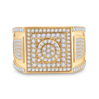 Load image into Gallery viewer, 14kt Yellow Gold Mens Round Diamond Square Cluster Ring 3 Cttw
