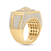 Load image into Gallery viewer, 14kt Yellow Gold Mens Round Diamond Square Cluster Ring 3 Cttw
