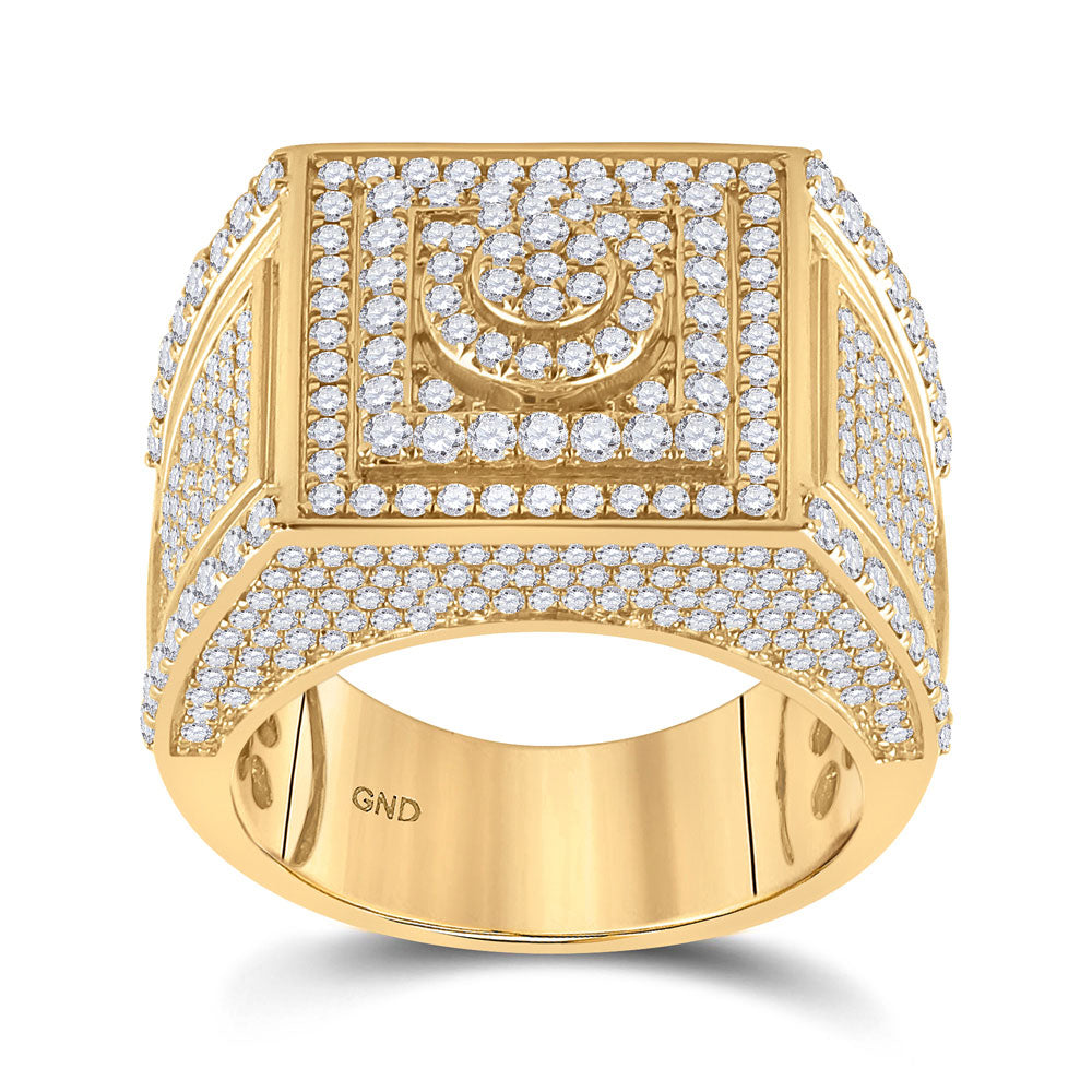 14kt Yellow Gold Mens Round Diamond Square Cluster Ring 3 Cttw