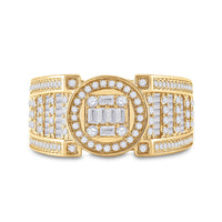 Load image into Gallery viewer, 14kt Yellow Gold Mens Baguette Diamond Circle Cluster Ring 2-3/8 Cttw
