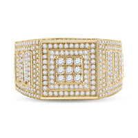 Load image into Gallery viewer, 14kt Yellow Gold Mens Baguette Diamond Statement Square Ring 2-1/4 Cttw
