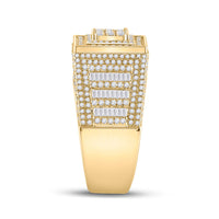 Load image into Gallery viewer, 14kt Yellow Gold Mens Baguette Diamond Statement Square Ring 2-1/4 Cttw
