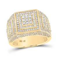 Load image into Gallery viewer, 14kt Yellow Gold Mens Baguette Diamond Statement Square Ring 2-1/4 Cttw
