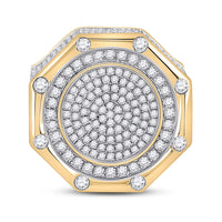 Load image into Gallery viewer, 14kt Yellow Gold Mens Round Diamond Octagon Cluster Ring 2-3/4 Cttw
