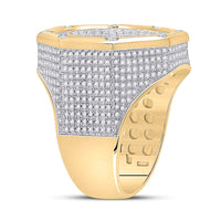 Load image into Gallery viewer, 14kt Yellow Gold Mens Round Diamond Octagon Cluster Ring 2-3/4 Cttw
