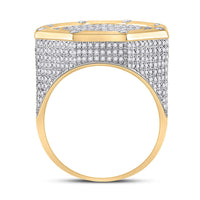 Load image into Gallery viewer, 14kt Yellow Gold Mens Round Diamond Octagon Cluster Ring 2-3/4 Cttw
