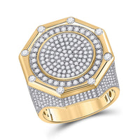 Load image into Gallery viewer, 14kt Yellow Gold Mens Round Diamond Octagon Cluster Ring 2-3/4 Cttw
