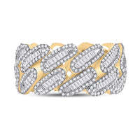 Load image into Gallery viewer, 10kt Yellow Gold Mens Baguette Diamond Cuban Link Band Ring 2-1/3 Cttw
