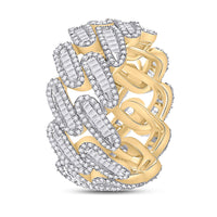 Load image into Gallery viewer, 10kt Yellow Gold Mens Baguette Diamond Cuban Link Band Ring 2-1/3 Cttw
