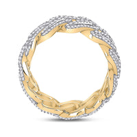 Load image into Gallery viewer, 10kt Yellow Gold Mens Baguette Diamond Cuban Link Band Ring 2-1/3 Cttw
