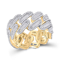 Load image into Gallery viewer, 10kt Yellow Gold Mens Baguette Diamond Cuban Link Band Ring 2-1/3 Cttw
