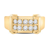 Load image into Gallery viewer, 10kt Yellow Gold Mens Round Diamond Double Row Band Ring 7/8 Cttw

