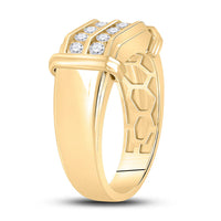 Load image into Gallery viewer, 10kt Yellow Gold Mens Round Diamond Double Row Band Ring 7/8 Cttw
