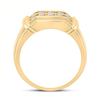 Load image into Gallery viewer, 10kt Yellow Gold Mens Round Diamond Double Row Band Ring 7/8 Cttw
