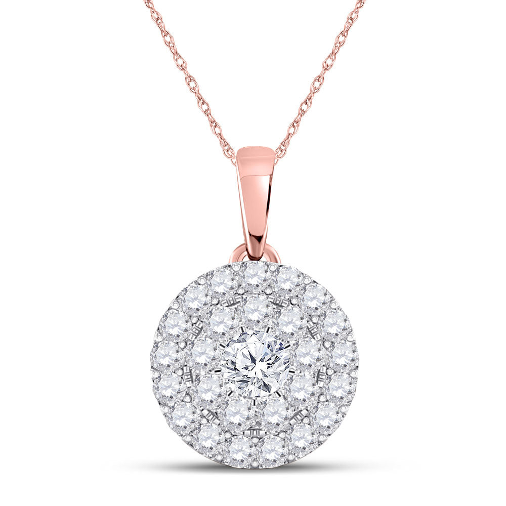 10kt Rose Gold Womens Round Diamond Cluster Pendant 1/4 Cttw