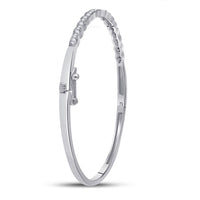 Load image into Gallery viewer, 10kt White Gold Womens Round Diamond Bangle Bracelet 1/2 Cttw
