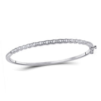 Load image into Gallery viewer, 10kt White Gold Womens Round Diamond Bangle Bracelet 1/2 Cttw
