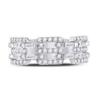 Load image into Gallery viewer, 14kt White Gold Womens Baguette Diamond Link Band Ring 1/2 Cttw
