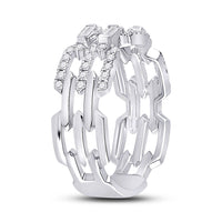 Load image into Gallery viewer, 14kt White Gold Womens Baguette Diamond Link Band Ring 1/2 Cttw
