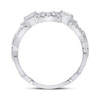 Load image into Gallery viewer, 14kt White Gold Womens Baguette Diamond Link Band Ring 1/2 Cttw
