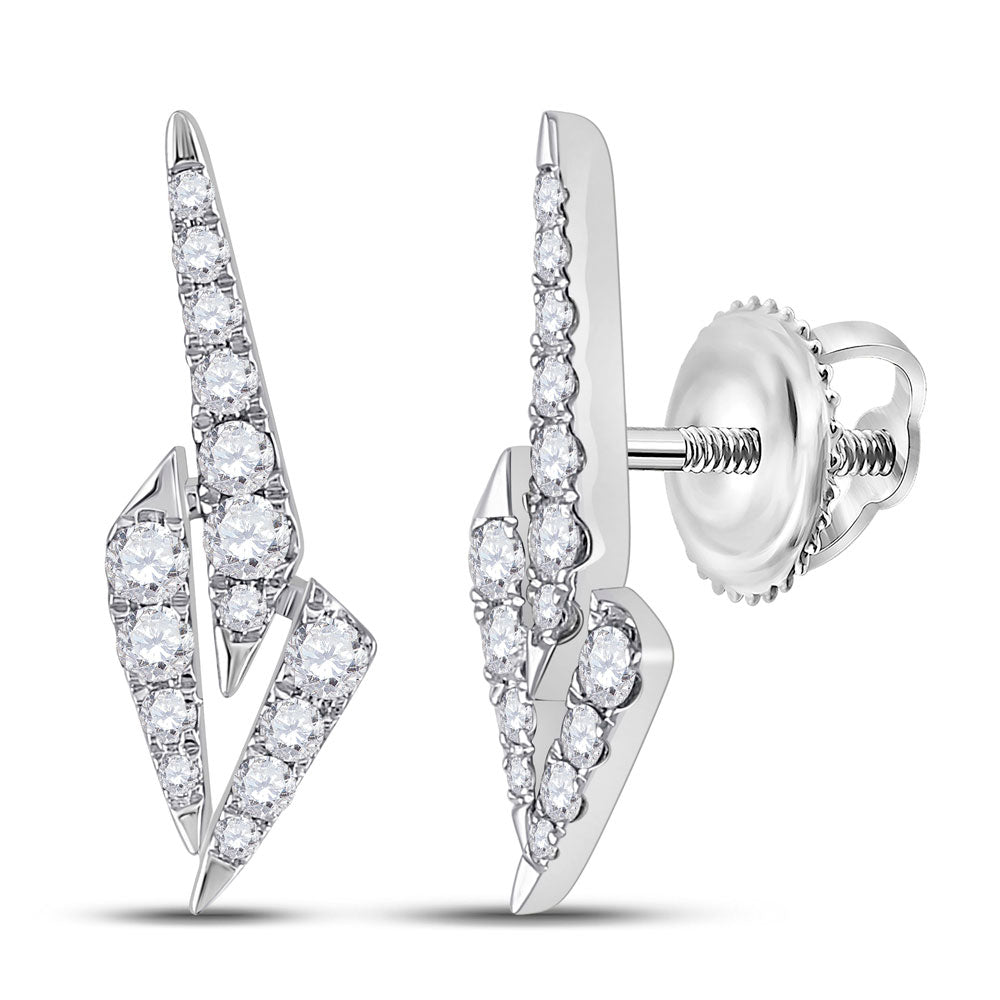 14kt White Gold Womens Round Diamond Fashion Earrings 1/2 Cttw