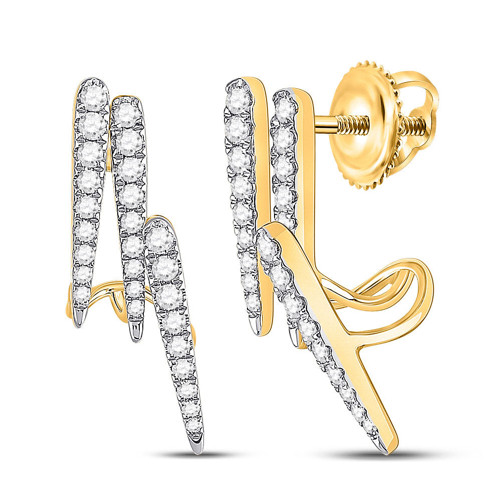 14kt Yellow Gold Womens Round Diamond Fashion Earrings 5/8 Cttw