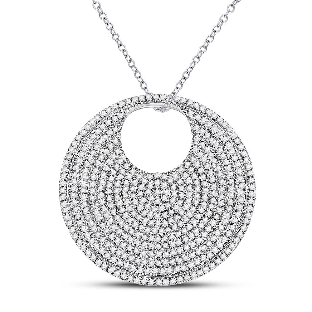 14kt White Gold Womens Round Diamond Circle Pendant 2-3/4 Cttw