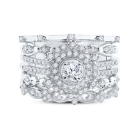 Load image into Gallery viewer, 14kt White Gold Round Diamond Bridal Wedding Ring Band Set 1 Cttw
