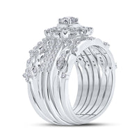Load image into Gallery viewer, 14kt White Gold Round Diamond Bridal Wedding Ring Band Set 1 Cttw
