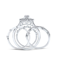 Load image into Gallery viewer, 14kt White Gold Round Diamond Bridal Wedding Ring Band Set 1 Cttw
