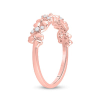Load image into Gallery viewer, 10kt Rose Gold Womens Round Diamond Flower Band Ring 1/8 Cttw
