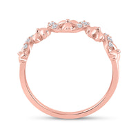Load image into Gallery viewer, 10kt Rose Gold Womens Round Diamond Flower Band Ring 1/8 Cttw

