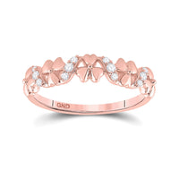 Load image into Gallery viewer, 10kt Rose Gold Womens Round Diamond Flower Band Ring 1/8 Cttw
