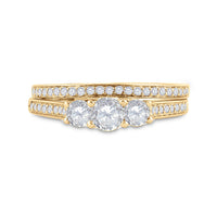 Load image into Gallery viewer, 14kt Yellow Gold Round Diamond Bridal Wedding Ring Band Set 1 Cttw
