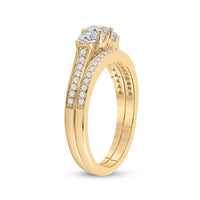 Load image into Gallery viewer, 14kt Yellow Gold Round Diamond Bridal Wedding Ring Band Set 1 Cttw
