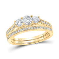 Load image into Gallery viewer, 14kt Yellow Gold Round Diamond Bridal Wedding Ring Band Set 1 Cttw
