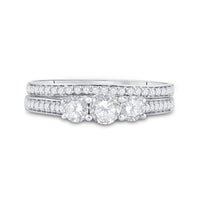 Load image into Gallery viewer, 14kt White Gold Round Diamond Bridal Wedding Ring Band Set 1 Cttw
