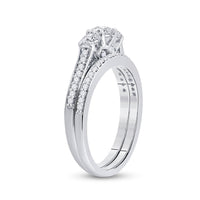 Load image into Gallery viewer, 14kt White Gold Round Diamond Bridal Wedding Ring Band Set 1 Cttw
