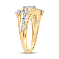 Load image into Gallery viewer, 10kt Yellow Gold Womens Round Diamond Flower Star Band Ring 1/3 Cttw
