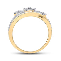 Load image into Gallery viewer, 10kt Yellow Gold Womens Round Diamond Flower Star Band Ring 1/3 Cttw
